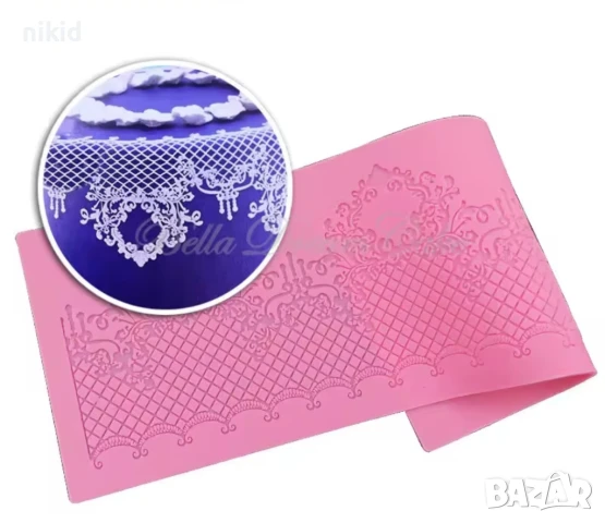 Дантелена мрежа с орнаменти дантела борд силиконов молд форма украса торта фондан шоколад гъмпейст