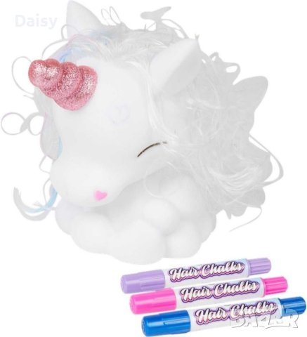 Светещ еднорог с бяла коса за боядисване, снимка 2 - Настолни лампи - 41266431