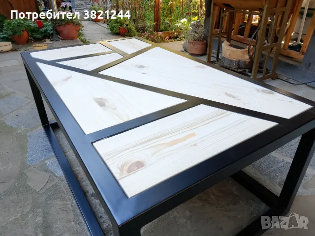 Холна маса от метал и дълво, снимка 10 - Маси - 47575673