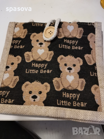 Намалена!Платнена чантичка с мечока 21х20х11 см нова