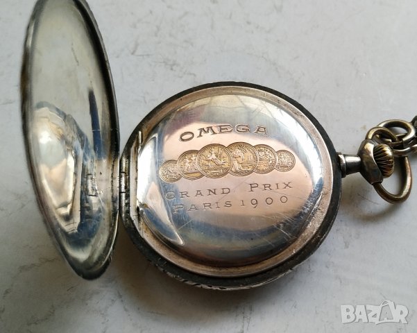 Сребърен джобен часовник Омега, снимка 9 - Джобни - 42344298