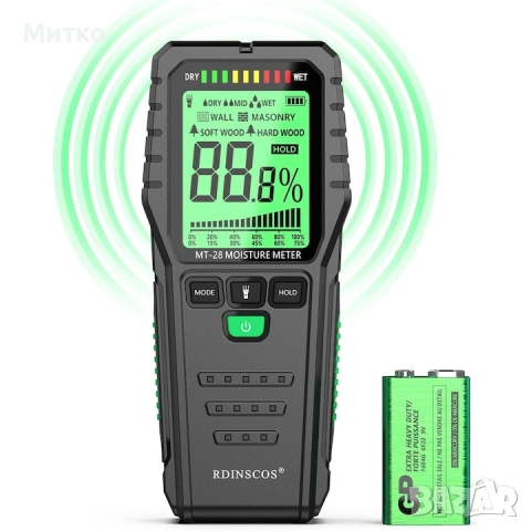 Дигитален влагомер MT28, за дървени строителни материали, комплект., снимка 5 - Измервателни инструменти - 53839615