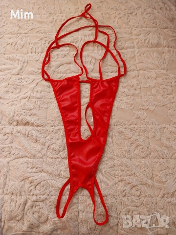 4XL Ярко червено, кожено,еротично боди , снимка 4 - Бельо - 53702157