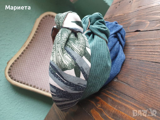 Диадеми с възел Деним Пастелни цветове Зелено Ръчна Изработка Аксесоари за коса Диадема , снимка 4 - Аксесоари за коса - 36329997