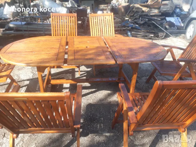 Скандинавски комплект масивен маса с 6бр столове промоция до коледа, снимка 5 - Градински мебели, декорация  - 50176578