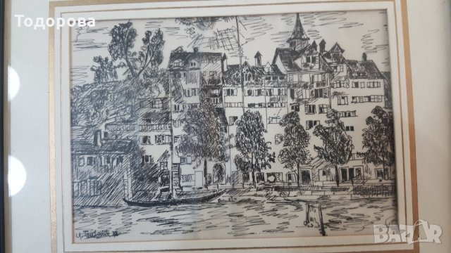 Стара авторска графика, снимка 2 - Антикварни и старинни предмети - 35931973