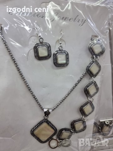 Комплект колие, гривна и обеци естествени камъни - модел 11, снимка 1