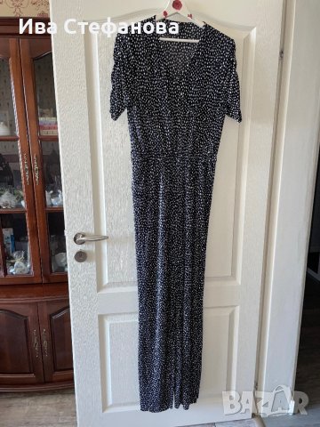 Разкошен нов дълъг елегантен гащиризон точки еластичен плисе рипс 