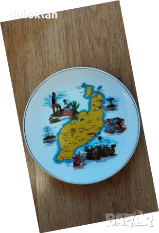 Красива порцеланова чиния с изглед от Лансароте, Испания