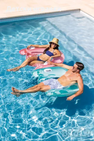 Надуваем шезлонг Sit ‘N Float Intex 152 х 99см, жълт и зелен, снимка 2 - Надуваеми играчки - 49899853