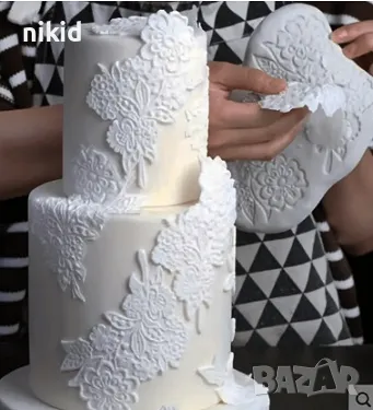 Двоен цвете плетени дантелени цветя тип вейнър дантела силиконов молд форма фондан торта гъмпейст