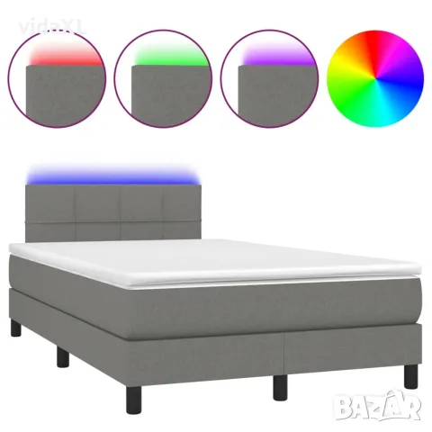 vidaXL Боксспринг легло с матрак и LED, тъмносиво, 120x200 см(SKU: 3133142)