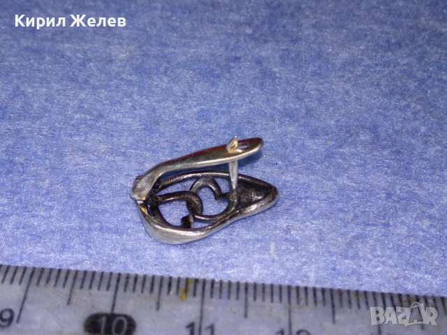 ДВЕ СЪРЦА в ЕДНО Ажурна СРЕБЪРНА ОБЕЦА СРЕБРО 925 АНГЛИЯ с БЯЛА ПОЗЛАТА 43316, снимка 8 - Обеци - 44692758