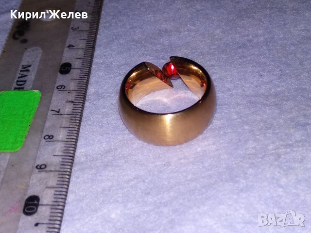 ВЕЛИКОЛЕПЕН с ДЕБЕЛА ПОЗЛАТА и ФАСЕТИРАН ГРАНАТ АРТ ПРЪСТЕН от БЛАГОРОДНА НЕРЪЖДАЕМА СТОМАНА 38670, снимка 18 - Пръстени - 41622884