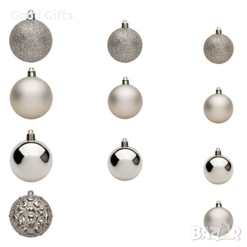 100 броя Комплект коледни топки, цвят Шампанско в 3 размера, снимка 2 - Други стоки за дома - 42672300