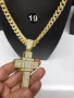Ланец ,гривна и кръст от медицинска стомана златист цвят 14к , снимка 2