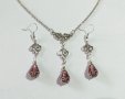 Прелестен комплект бижута с кристали в цвят бургунди и изящна орнаментирана основа в цвят Сребро , снимка 4