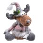 Коледен елен, седящ с Розов/сив костюм, 36см
