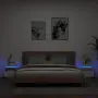 vidaXL Нощни шкафчета с LED осветление, 2 бр, бели, 40x39x48,5 см, снимка 2