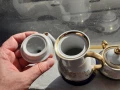 Руски порцелан троен сет позлата и кобалт маркировка, снимка 3