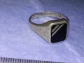СРЕБЪРЕН РЕТРО ПРЪСТЕН СРЕБРО 925 АНГЛИЯ с ШЛИФОВАН ЧЕРЕН ОНИКС ЮВЕЛИРНА АРТ ДЕКО ИЗРАБОТКА 40629, снимка 15