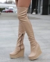 Ботуши на платформа - бежова кожа - 1906 , снимка 2