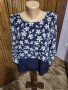 Нежна блуза в тъмносиньо с флорални мотиви , снимка 1 - Блузи с дълъг ръкав и пуловери - 42385891